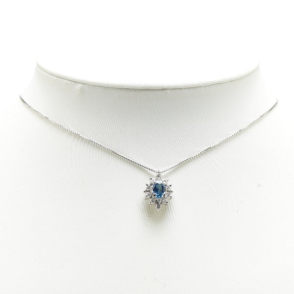 ノーブランド Pt900 プラチナ Pt850 プラチナ サファイア1.04ct ダイヤ0.30ct ペンダントネックレス レディース no brand 【中古】