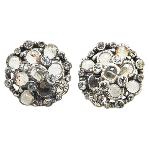 シャネル ココマーク ラインストーン スタッド ピアス シルバー メタル レディース CHANEL 【中古】