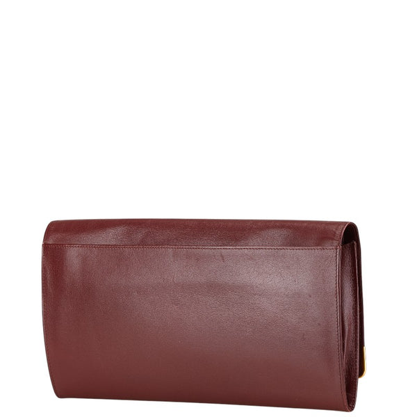 カルティエ マストライン クラッチバッグ ワインレッド ボルドー レザー レディース CARTIER 【中古】