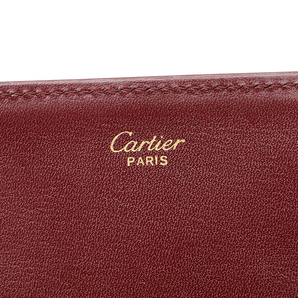 カルティエ マストライン クラッチバッグ ワインレッド ボルドー レザー レディース CARTIER 【中古】
