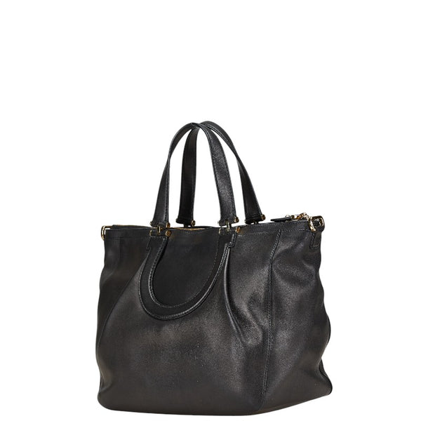 サルヴァトーレフェラガモ ガンチーニ ショルダーバッグ トートバッグ 2WAY F702 ブラック レザー レディース Salvatore Ferragamo 【中古】