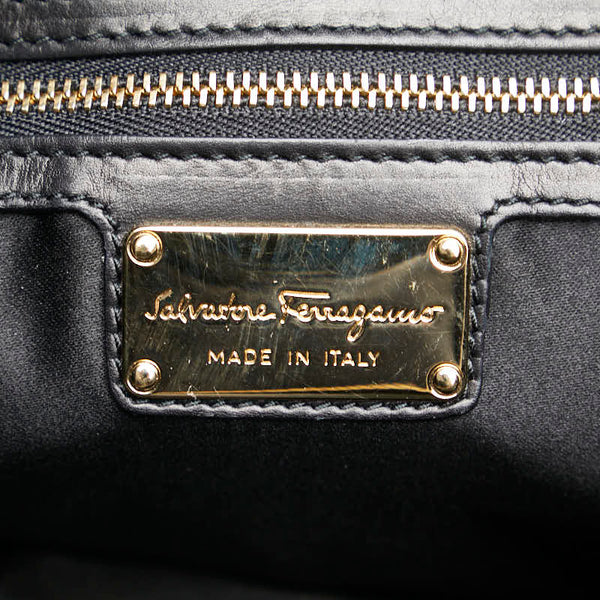 サルヴァトーレフェラガモ ガンチーニ ショルダーバッグ トートバッグ 2WAY F702 ブラック レザー レディース Salvatore Ferragamo 【中古】