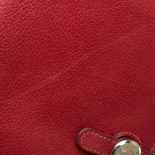 エルメス ドゴンGM 長財布 レッド レザー レディース HERMES 【中古】