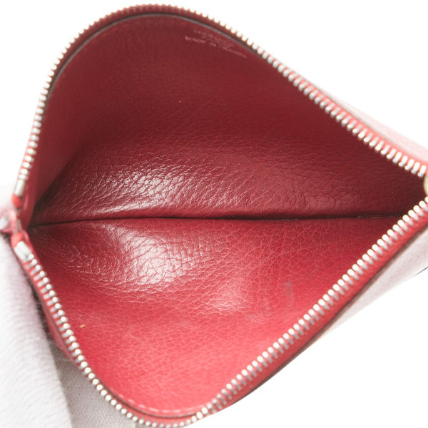 エルメス ドゴンGM 長財布 レッド レザー レディース HERMES 【中古】