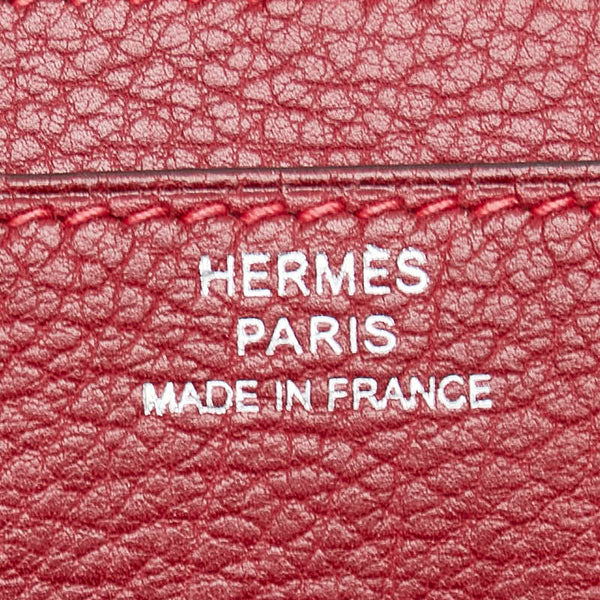 エルメス ドゴンGM 長財布 レッド レザー レディース HERMES 【中古】