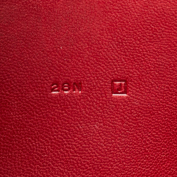 エルメス ドゴンGM 長財布 レッド レザー レディース HERMES 【中古】