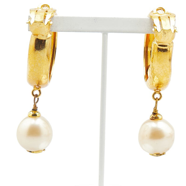 シャネル ココマーク フェイクパール フープ イヤリング ゴールド メッキ レディース CHANEL 【中古】