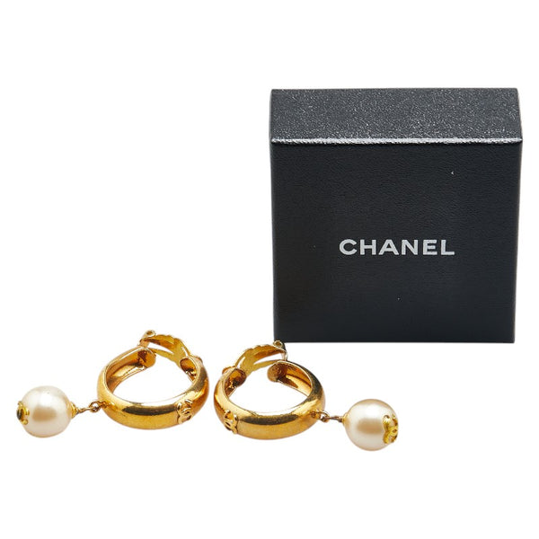 シャネル ココマーク フェイクパール フープ イヤリング ゴールド メッキ レディース CHANEL 【中古】