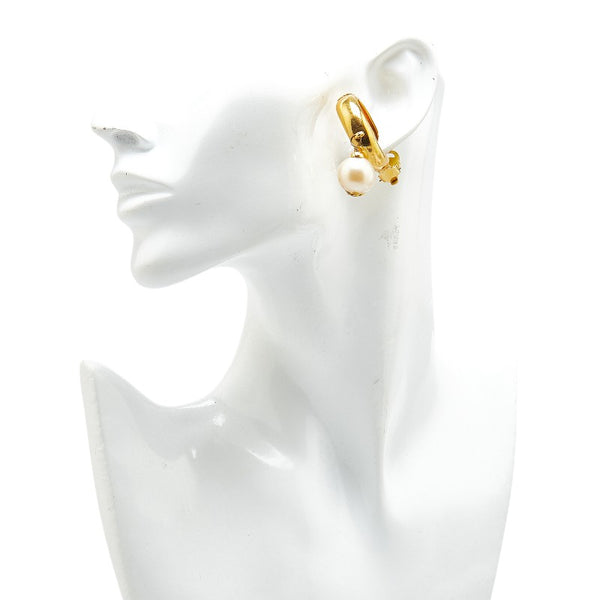 シャネル ココマーク フェイクパール フープ イヤリング ゴールド メッキ レディース CHANEL 【中古】