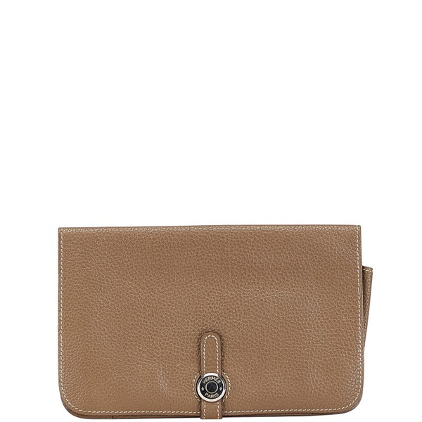 エルメス ドゴンGM 長財布 エトープ グレージュ トゴ レディース HERMES 【中古】