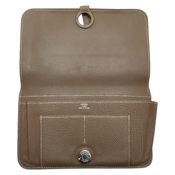 エルメス ドゴンGM 長財布 エトープ グレージュ トゴ レディース HERMES 【中古】