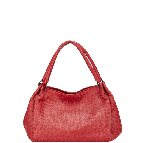 ボッテガヴェネタ イントレチャート ハンドバッグ レッド レザー レディース BOTTEGAVENETA 【中古】