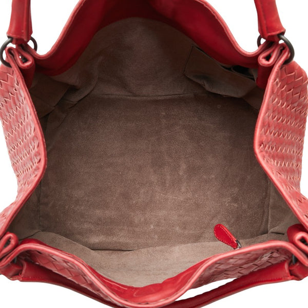 ボッテガヴェネタ イントレチャート ハンドバッグ レッド レザー レディース BOTTEGAVENETA 【中古】