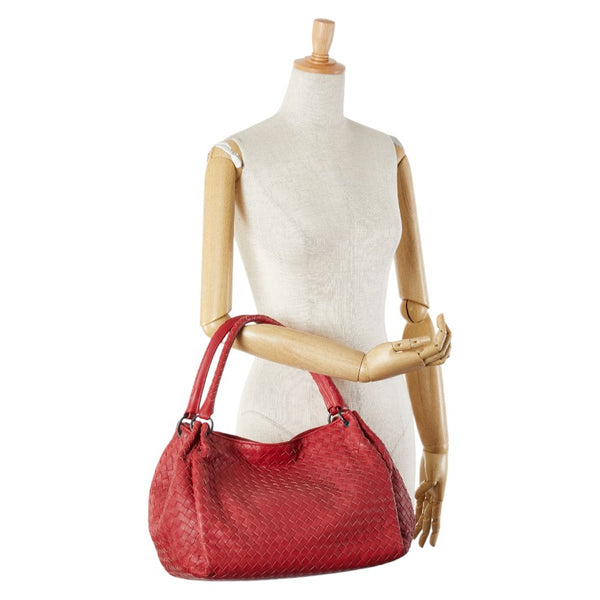 ボッテガヴェネタ イントレチャート ハンドバッグ レッド レザー レディース BOTTEGAVENETA 【中古】