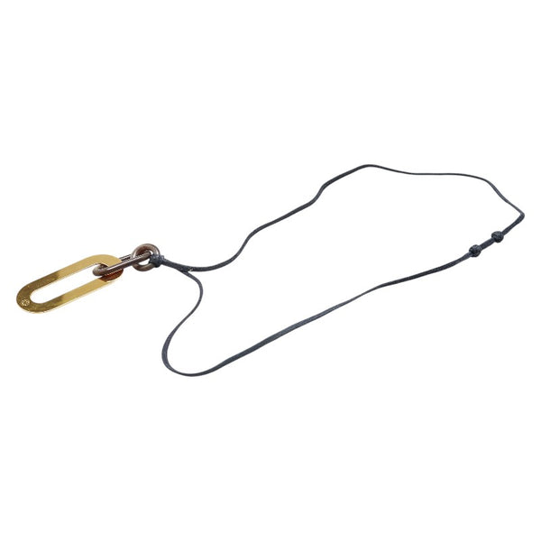 エルメス ネックレス ブラウン ゴールド バッファローホーン メッキ レディース HERMES 【中古】