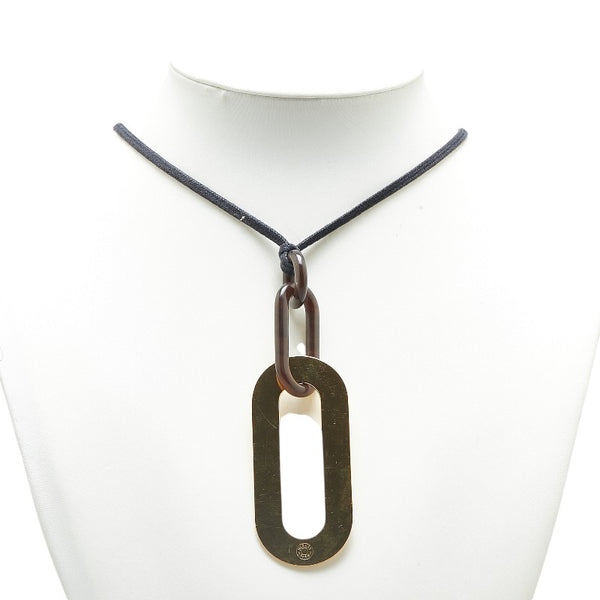 エルメス ネックレス ブラウン ゴールド バッファローホーン メッキ レディース HERMES 【中古】