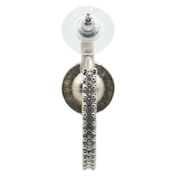 シャネル ココマーク ラインストーン フープ スタッド 片耳ピアス シルバー メタル レディース CHANEL 【中古】