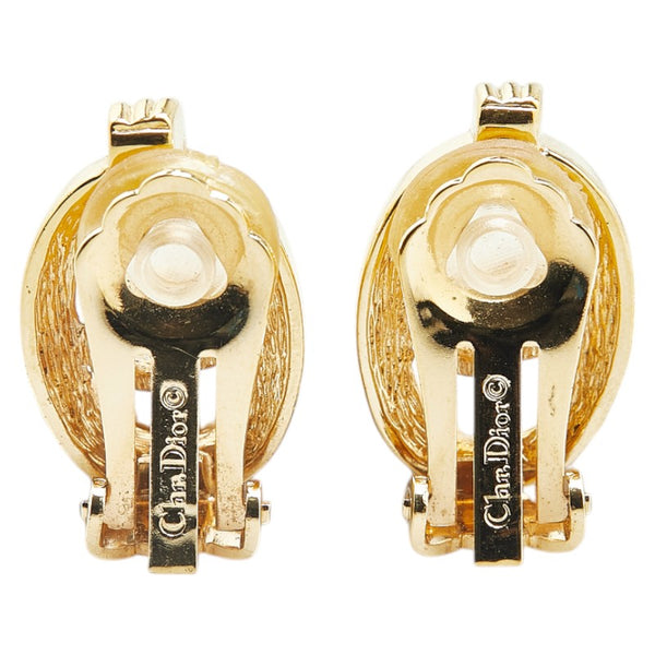ディオール CDロゴ ラインストーン オーバル イヤリング ゴールド メッキ レディース Dior 【中古】