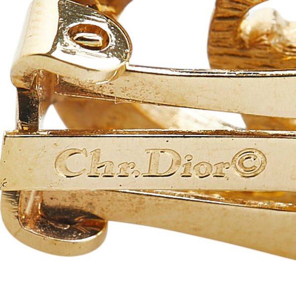 ディオール CDロゴ ラインストーン オーバル イヤリング ゴールド メッキ レディース Dior 【中古】