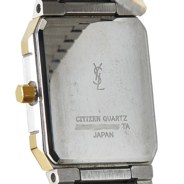 サンローラン 腕時計 クオーツ ブラック文字盤 ステンレススチール メッキ レディース SAINT LAURENT 【中古】