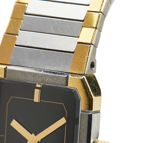 サンローラン 腕時計 クオーツ ブラック文字盤 ステンレススチール メッキ レディース SAINT LAURENT 【中古】