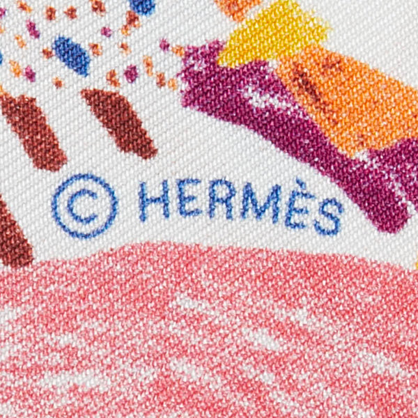エルメス ツイリー 鳥 バード 植物 リーフ モチーフ スカーフ ホワイト ブルー マルチカラー シルク レディース HERMES 【中古】