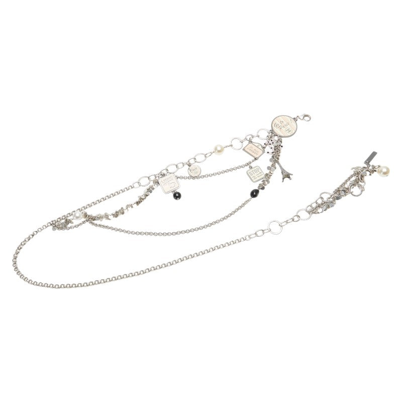 シャネル ココマーク エッフェル塔 フェイクパール チェーン ベルト シルバー メタル ラインストーン レディース CHANEL 【中古】