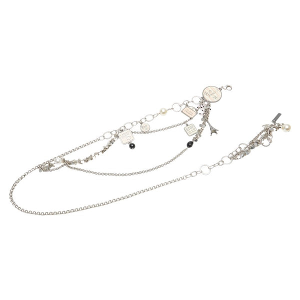 シャネル ココマーク エッフェル塔 フェイクパール チェーン ベルト シルバー メタル ラインストーン レディース CHANEL 【中古】