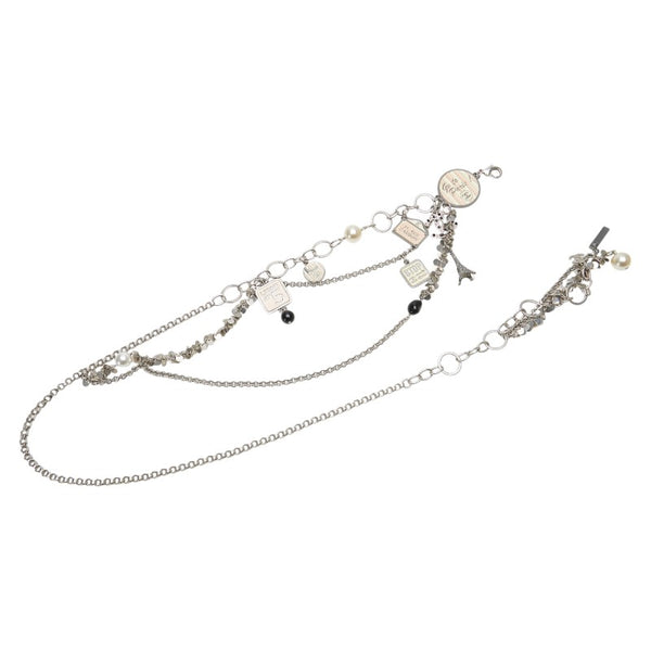 シャネル ココマーク エッフェル塔 フェイクパール チェーン ベルト シルバー メタル ラインストーン レディース CHANEL 【中古】