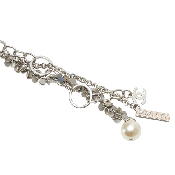 シャネル ココマーク エッフェル塔 フェイクパール チェーン ベルト シルバー メタル ラインストーン レディース CHANEL 【中古】