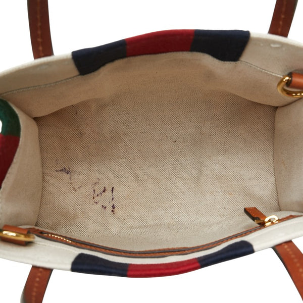グッチ インターロッキングG ミニ トートバッグ ショルダーバッグ 2WAY 727735 ベージュ ネイビー レッド キャンバス レザー レディース GUCCI 【中古】