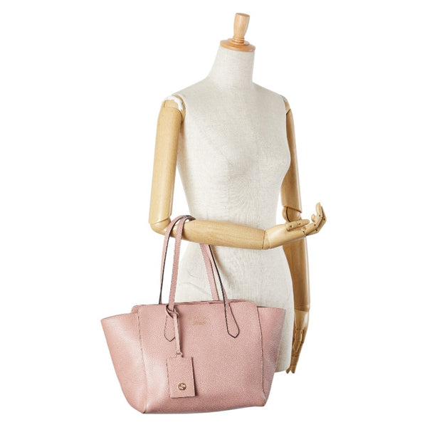 グッチ スウィング ミディアム トートバッグ ショルダーバッグ 354408 ピンク レザー レディース GUCCI 【中古】