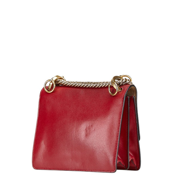 フェンディ モンスター キャナイ ショルダーバッグ 8BT283 レッド ブラック レザー レディース FENDI 【中古】