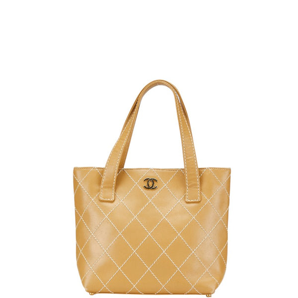 シャネル ココマーク ワイルドステッチ トートバッグ A18126 ベージュ レザー レディース CHANEL 【中古】