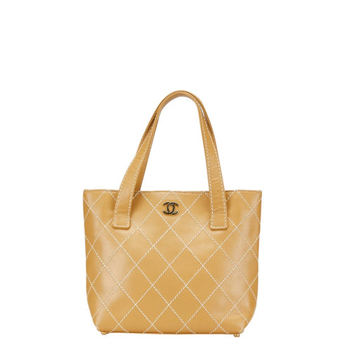 シャネル ココマーク ワイルドステッチ トートバッグ A18126 ベージュ レザー レディース CHANEL 【中古】