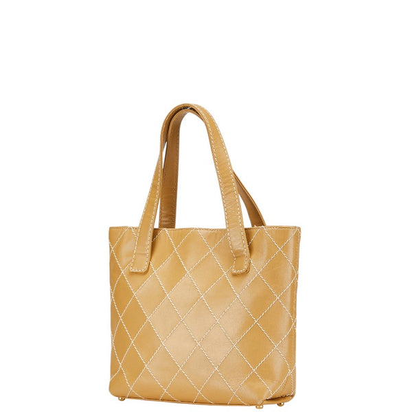 シャネル ココマーク ワイルドステッチ トートバッグ A18126 ベージュ レザー レディース CHANEL 【中古】