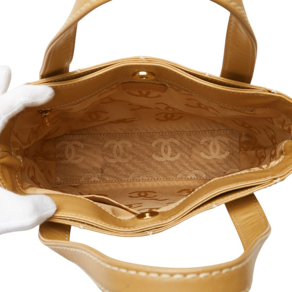 シャネル ココマーク ワイルドステッチ トートバッグ A18126 ベージュ レザー レディース CHANEL 【中古】