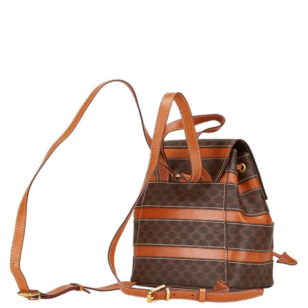 セリーヌ マカダム リュック バックパック ブラウン PVC レザー レディース CELINE 【中古】