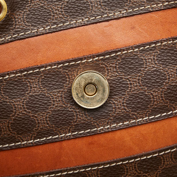 セリーヌ マカダム リュック バックパック ブラウン PVC レザー レディース CELINE 【中古】