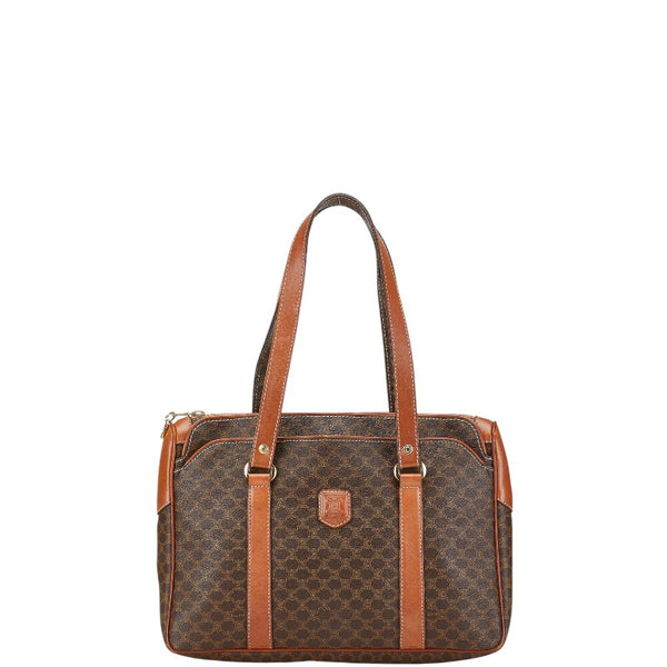 セリーヌ マカダム ハンドバッグ トートバッグ ブラウン PVC レザー レディース CELINE 【中古】