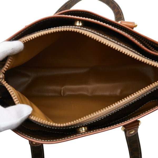 セリーヌ マカダム ハンドバッグ トートバッグ ブラウン PVC レザー レディース CELINE 【中古】