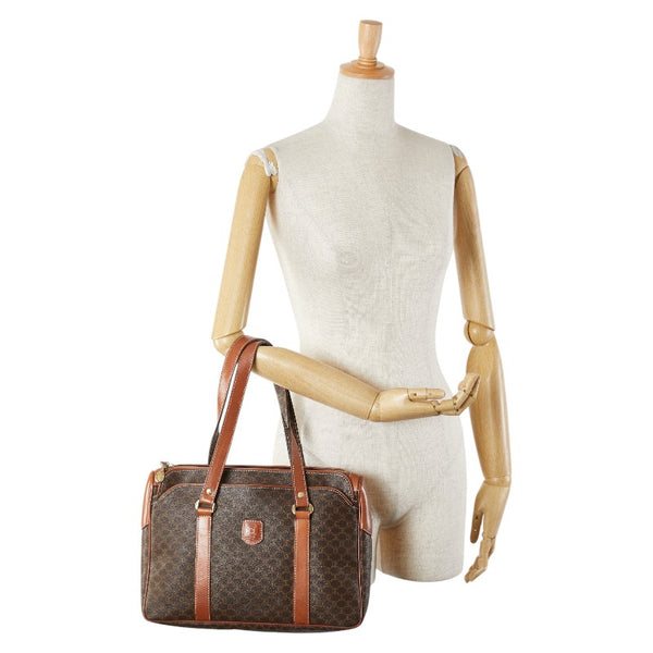 セリーヌ マカダム ハンドバッグ トートバッグ ブラウン PVC レザー レディース CELINE 【中古】