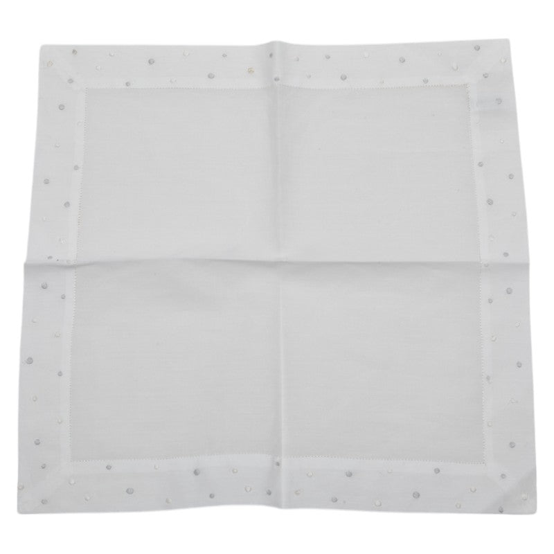 エルメス ドット刺繍 ハンカチ ホワイト コットン レディース HERMES 【中古】