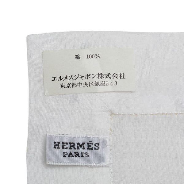 エルメス ドット刺繍 ハンカチ ホワイト コットン レディース HERMES 【中古】