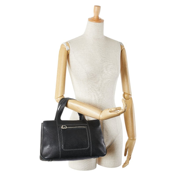 サルヴァトーレフェラガモ ガンチーニ ハンドバッグ トートバッグ ブラック レザー レディース Salvatore Ferragamo 【中古】