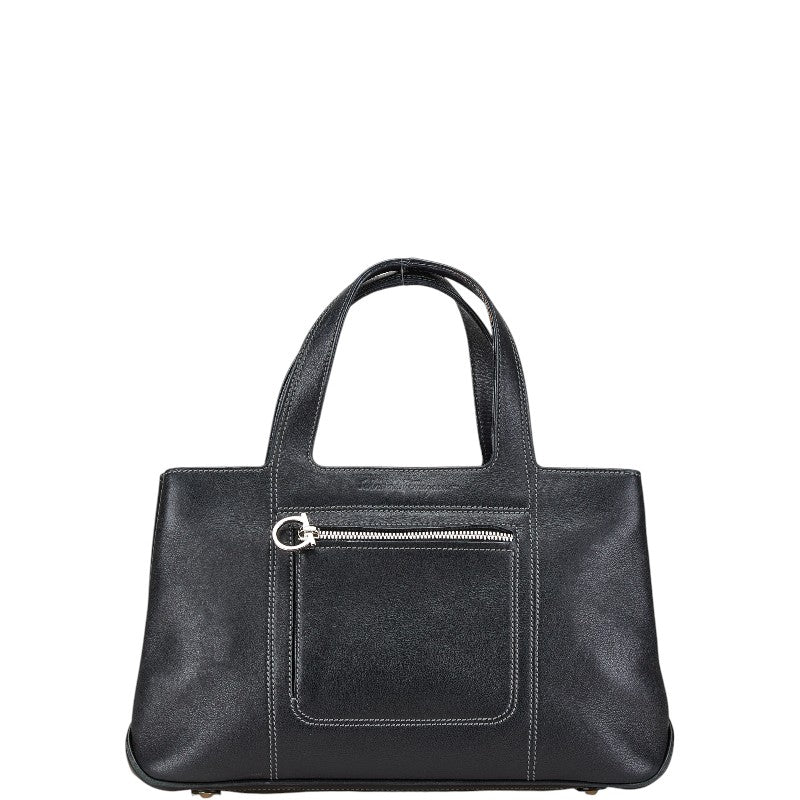 サルヴァトーレフェラガモ ガンチーニ ハンドバッグ トートバッグ ブラック レザー レディース Salvatore Ferragamo 【中古】