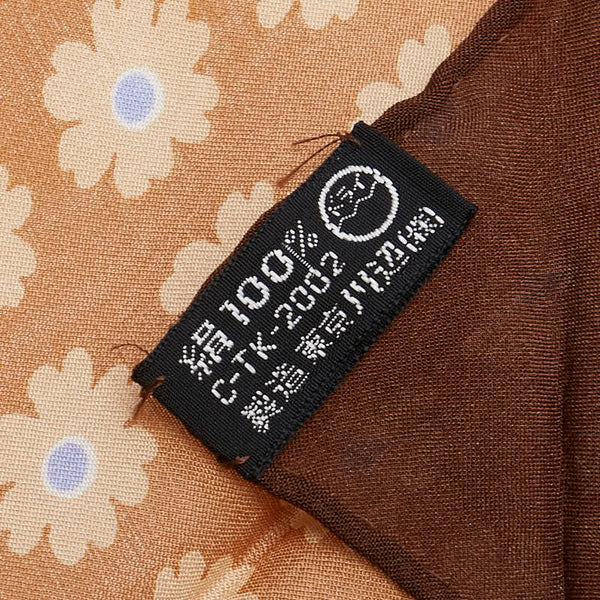 サンローラン フラワー 花 葉っぱ スカーフ ブラウン マルチカラー シルク レディース SAINT LAURENT 【中古】