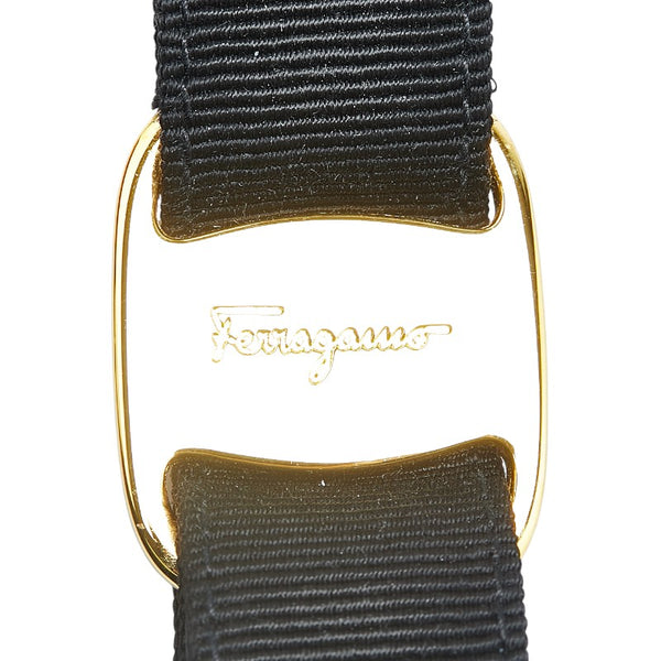サルヴァトーレフェラガモ ヴァラリボン キーホルダー ブラック キャンバス メッキ レディース Salvatore Ferragamo 【中古】