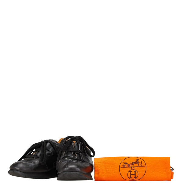 エルメス クイック Hロゴ スニーカー サイズ:36 ブラック レザー レディース HERMES 【中古】