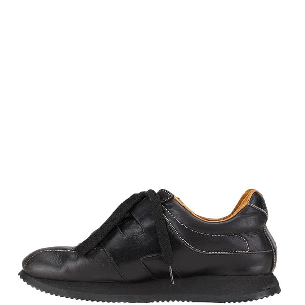 エルメス クイック Hロゴ スニーカー サイズ:36 ブラック レザー レディース HERMES 【中古】